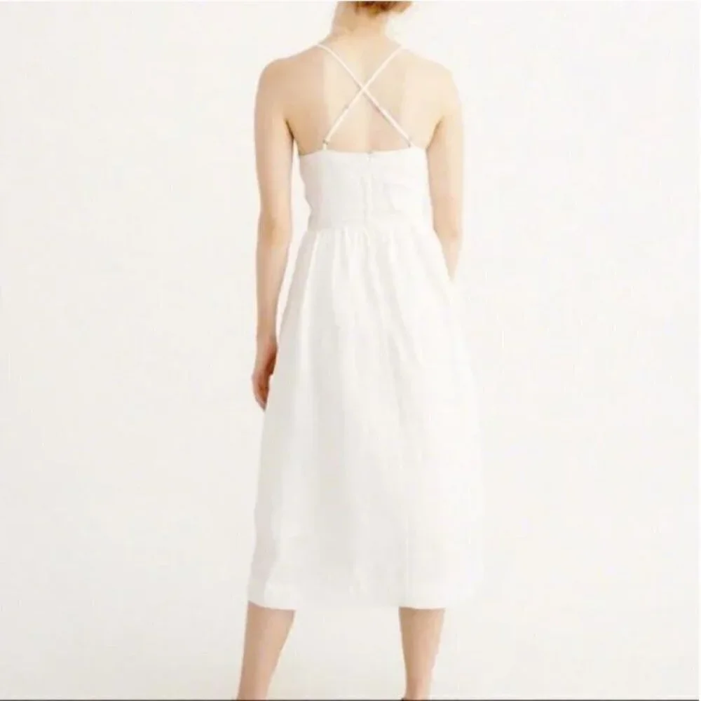 Abercrombie & Fitch Linen White Tank Button Side Midi Dress Size Small Tall